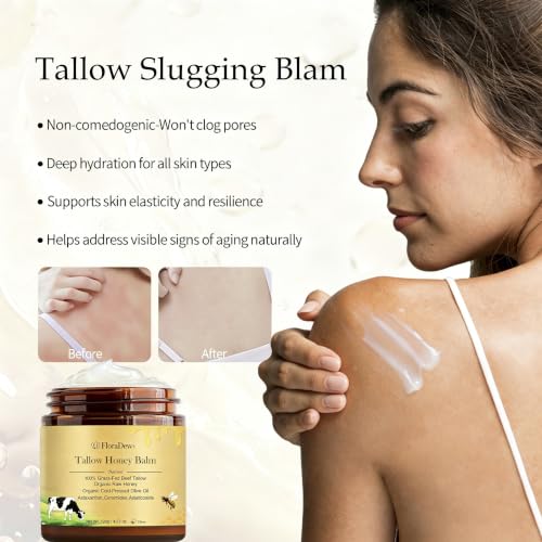 Citrus Tallow and Honey Balm - Organic Grass-Fed Beef Tallow Moisturizer with Olive Oil & Botanicals - 4.23 Fl Oz - Pack of 1