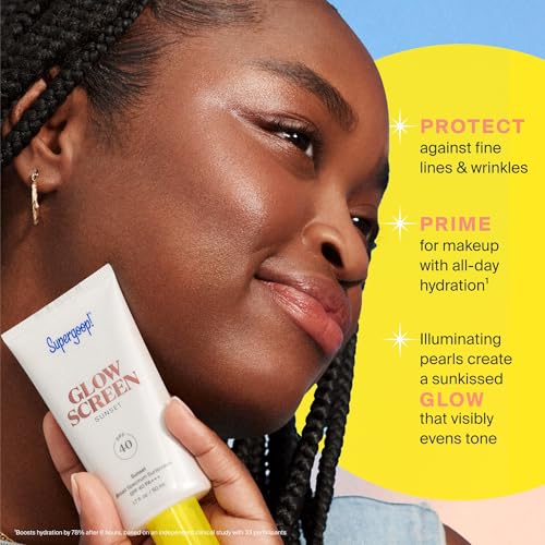 Supergoop! Glowscreen (SPF 40) - 2.5 fl oz - Glowy Primer + Broad Spectrum Tinted Sunscreen - Helps Filter Blue Light - Hydration - Hyaluronic Acid & Vitamin B5