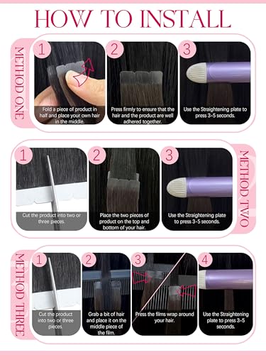 Mini Tape-In Hair Extensions 16 Inch Natural Black 10 Pcs - Variation #1B