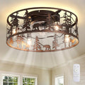 Farmhouse Bronze Ceiling Fan with Light & Remote Control - 18 Inch