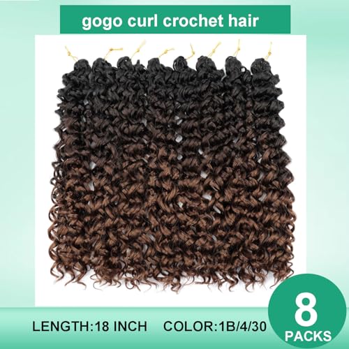 18 Inch Curly Crochet Hair for Black Women - 8 Packs, Boho Beach Wave
