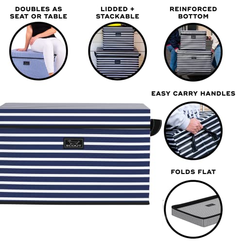 SCOUT Rump Roost Large Lidded Storage Bin - Collapsible Nantucket Navy