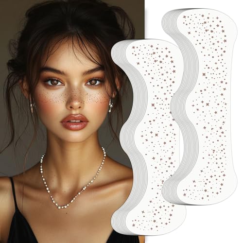 Glitter Freckles Face Tattoo, 24 Count Brown Face Glitter Speckles Makeup Patches, Glow Up Makeup Patches, Cute Glitter Freckles Makeup Accessories for Women