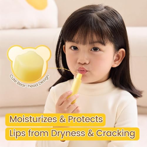 RUNBEN 3 Pack Kids Lip Balm Set - Safe, Non-Toxic Baby Lip Care, Moisturizing & Gentle
