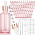 Nuogo Pink 2oz Glass Dropper Bottles for Essential Oils - 50 Pack