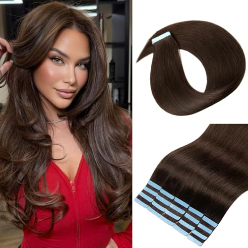 18 Inch Dark Brown Tape in Hair Extensions - Real Human Hair, 50g - Variation of THIS listing
