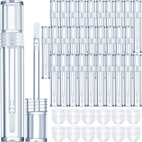 30 Pcs Clear Lip Gloss Containers 5ml Refillable Lipstick Tubes with Brushes