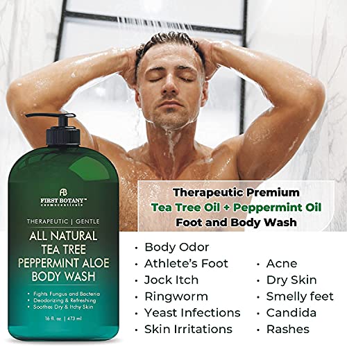 All Natural Tea Tree Body Wash for Skin & Foot Odor Relief - 16 Fl Oz