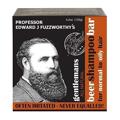 Professor Fuzzworthy's Beer Shampoo Bar & Magnetic Soap Holder Gift | 100% Natural Men's Grooming Kit with Organic Ingredients- Eco Friendly Wooden Soap Dish for Shower Bath Kitchen