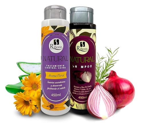 Natural Hair Growth Shampoo & Conditioner Set - Anti-Hair Loss Nourishing Formula with Onion Rosemary Aloe Vera 450ml Each