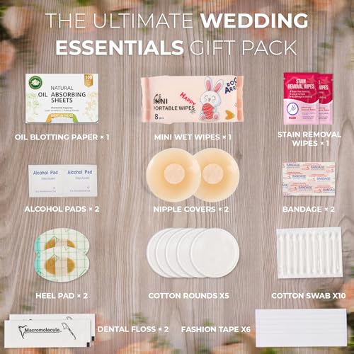 Beige Bridal Emergency Kit for Wedding Day - 30+ Essentials Travel & Makeup Bag