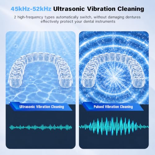 Black Ultrasonic Cleaner Machine 200ml for Retainers Dentures U/V Light 4 Modes