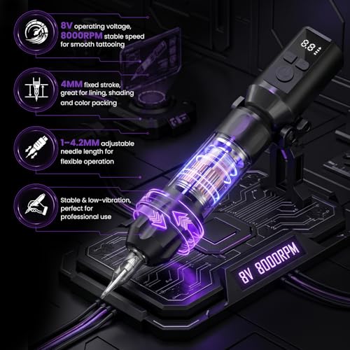 Wireless Tattoo Gun Kit for Beginners & Artists with Dual Batteries