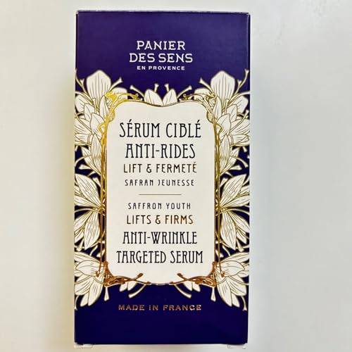 Panier des Sens ? Targeted Anti-Wrinkle Firming Serum ? Saffron Extract + Dual-Weight Hyaluronic Acid ? 97% Natural Ingredients ? Made in France, Vegan Face Care ? 1 fl oz