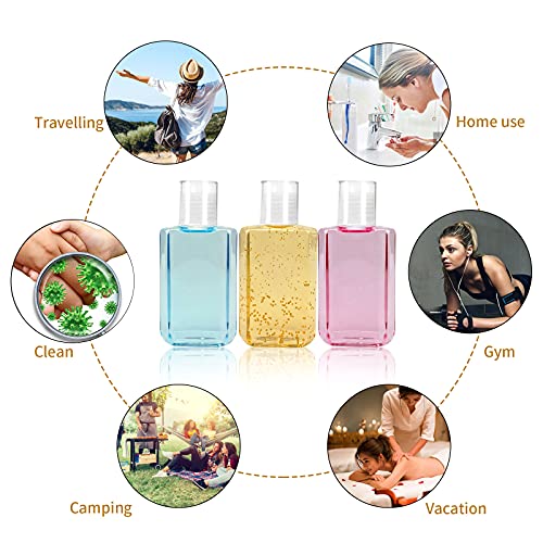100 Pack 2oz Refillable Travel Hand Sanitizer Bottles with Flip Caps