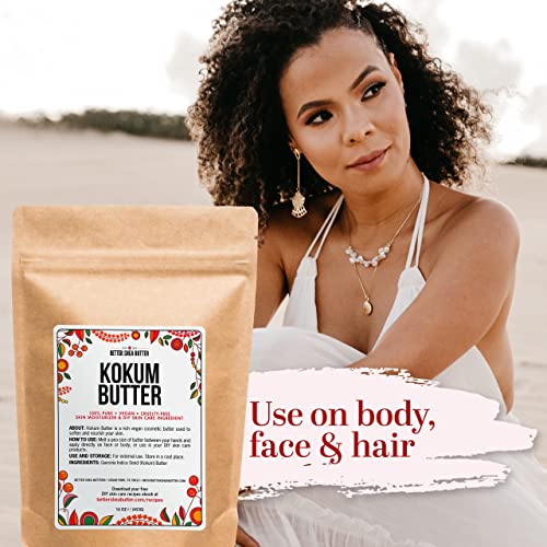 Unrefined Kokum Butter Block - 16 Oz Pure Unscented Skin & Hair Moisturizer