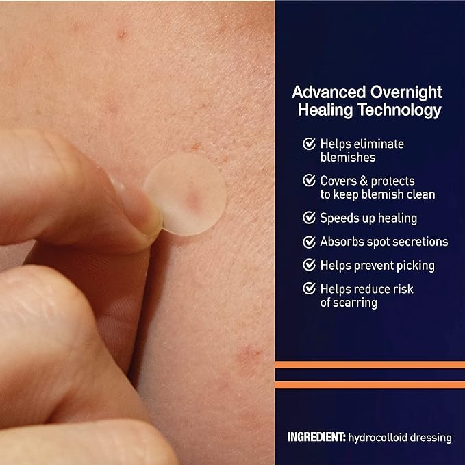 Hydrocolloid Acne Spot Patches - Fragrance-Free Overnight Healing (40 Count, Pack of 2)