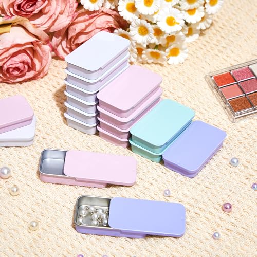 Norme 40 Pcs Small Slide Top Tin Lip Balm with Lids Rectangular Metal Containers for Lip Balm Candies Jewelry Crafts Pills Storage Kit (Macaron,2.36 x 1.38 x 0.39 Inch)