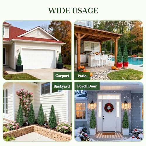 48-Inch Artificial Boxwood Topiary Trees with Black Pots - Set of 2