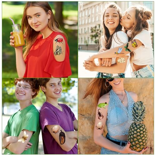 Bug Temporary Tattoos Bulk - 200+ Bug Insect Tattoos Stickers Bug Birthday Party Decorations Favors Supplies Spiders Bee Butterfly Bug Insect Fake Tattoos