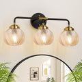 MOKATNG Bathroom Light Fixtures 3-Light Amber Leaf Texture Glass Vanity Wall Lamp