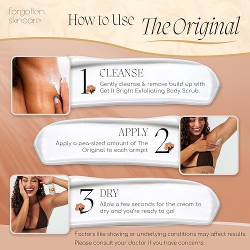 Forgotten Skincare The Original Underarm Brightening Deodorant Cream For Dark Underarms Treatment, Body Odor Eliminator For Women & Men, Ingrown Hair Treatment, Vitamin C & Salicylic Acid