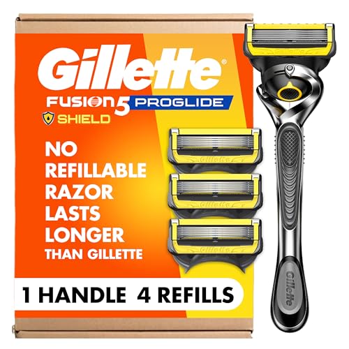 Gillette ProGlide Shield Men's Razor with 5 Blades & Trimmer, 1 Handle & 4 Refills