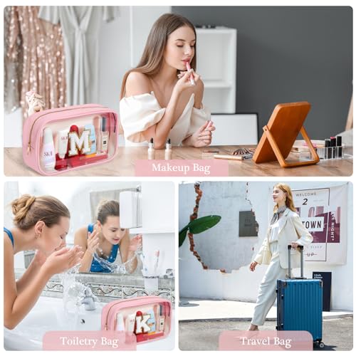 F-color 5 Pack TSA Approved Toiletry Bag and 3 Pack Clear Makeup Bag