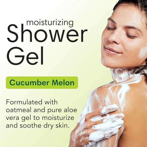 Moisturizing Shower Gel with Aloe & Oatmeal - Cucumber Melon, 128 Fl Oz - Long Lasting Hydration & Gentle Formula