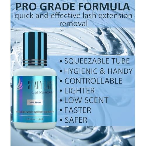 STACY LASH Remover for Lash Extensions (0.51 fl.oz / 15 ml) Eyelash Extension Remover / 60 Sec Dissolution Lash Glue Remover/Professional Eyelash Remover for Extensions/Lash Tech Supplies