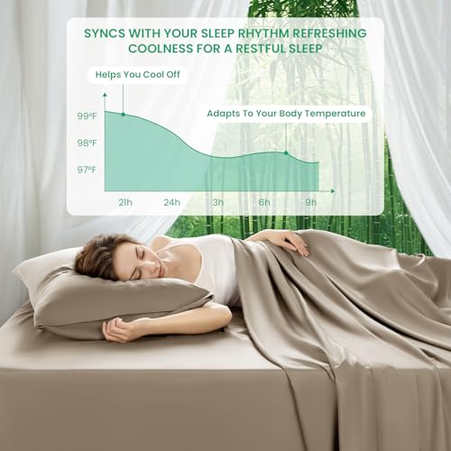 King Size Bamboo Viscose Bed Sheets Set - Simply Taupe, 4 Pieces
