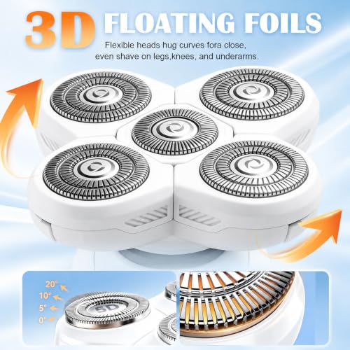 Kepouse White 5-Head Replacement Blade Set for Freebird FlexSeries BodySmooth Razor - Women's Shaver Accessory