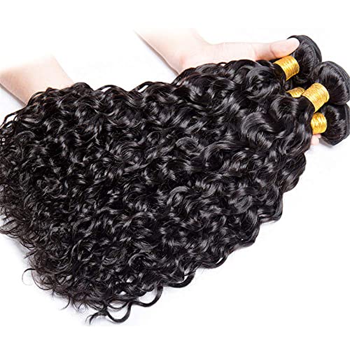 Water Wave Human Hair Extensions Bundles - 12, 14, 16, 18, 20, 22, 24, 26, 28, 30, 32, 34 Inch Black Virgin Remy Hair