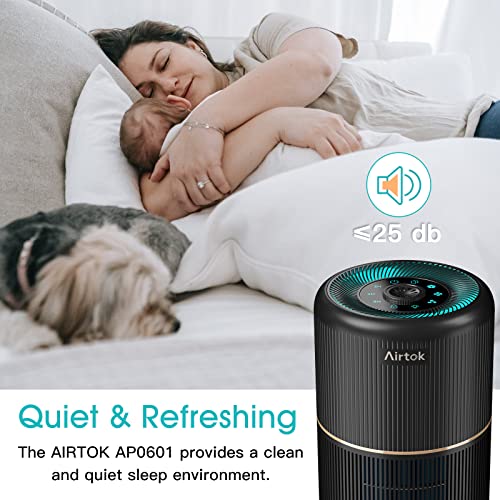 Black Air Purifier for Home Bedroom Office with HEPA Filter & Fragrance Sponge