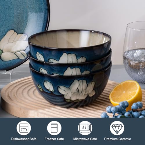 Blue Stoneware Dinnerware Set 12 Pieces for 4 - Classic Blue Variation