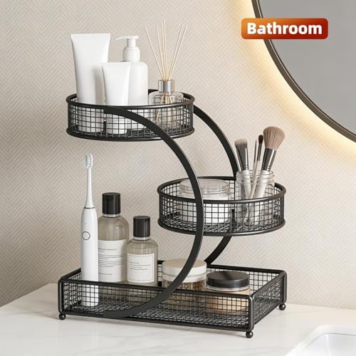 Calaytaly 3-Tier Metal Makeup Organizer for Vanity & Bathroom Countertop