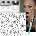 NOOEPC 3D Spider Web Face Gems, Halloween Makeup Face Jewels for Women, Hair Gems Clear Face Rhinestones, Halloween Makeup for Women Face Stickers Spider Costume