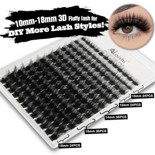 Lash Clusters Kit, DIY 3D Cluster Eyelash Extensions 10?18mm,144pcs Fluffy D Curl Soft Natural Lashes with Lash Bond and Seal,Tweezers, Remover?Natural Fake Cat Eye Wispy Individual Clusters£¨181-4-L£©