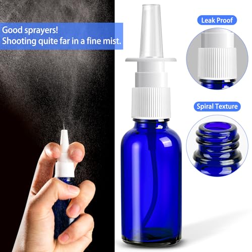 Blue 80 Pcs Refillable Glass Nasal Spray Bottles 30ML/1OZ Travel Kit