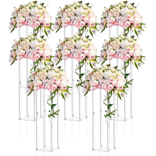 8 Pieces Acrylic Wedding Flower Stands - 20 Inch Tall Centerpieces