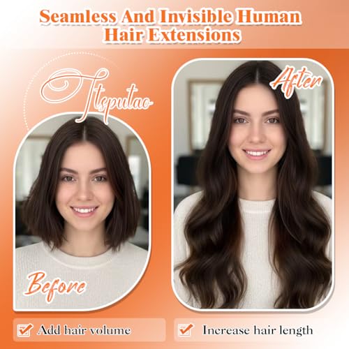 18 Inch Dark Brown Tape in Hair Extensions - Real Human Hair, 50g - Variation of THIS listing