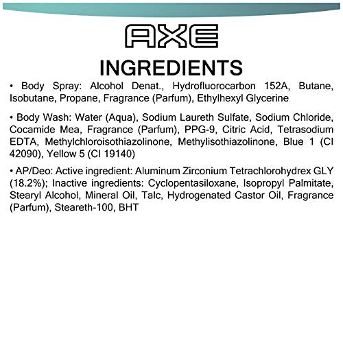 AXE Apollo Gift Set With Body Spray, Antiperspirant & Deodorant Stick and Body Wash for Grooming for Holiday 3 count