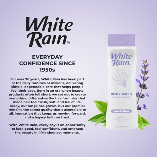 White Rain Lavender Moisturizing Body Wash for Women & Men - Lavender Body Wash for Dry Skin, Gentle Paraben-Free Formula with Botanical Extracts for Everyday Use, 12 fl oz, Pack of 3