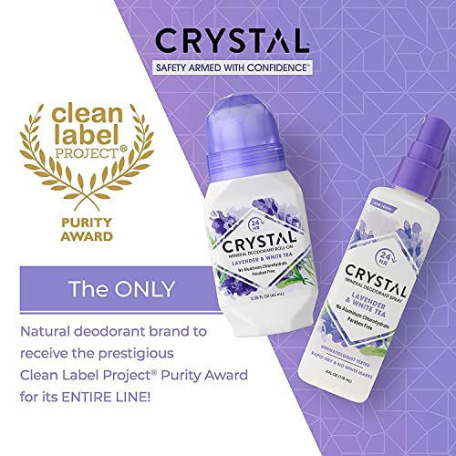 Crystal Deodorant Mineral Roll-On Lavender & White Tea 2.25 oz (Pack of 5)