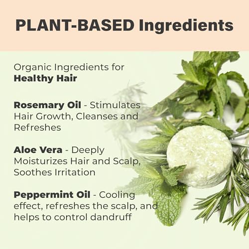 Relaxcation Organic Rosemary & Aloe Vera Shampoo Bar 2.5oz Pack of 2 for Hair Growth & Hydration