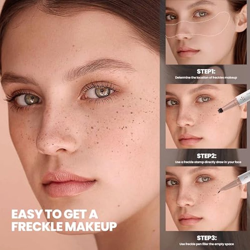 2-in-1 Dual Ended Microblading Freckle Pen & Freckle Stamp,Waterproof Freckle Stamp & Precise 15¡ÆTip for Natural Lifelike Freckle Makeup,Perfect Make up,Last 24Hrs.