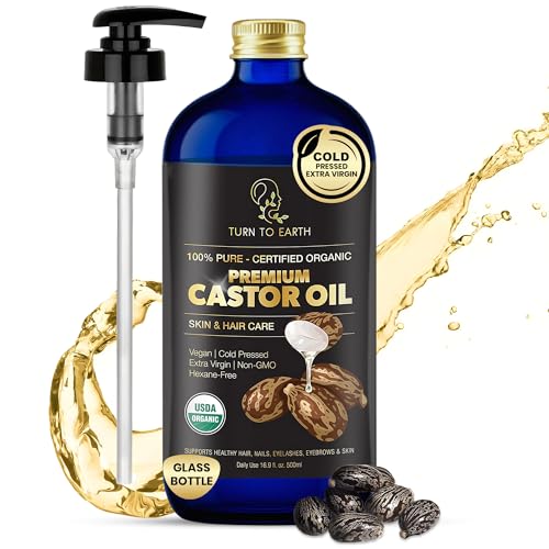 Organic Castor Oil 16.9 oz - Cold Pressed, USDA Certified, For Hair & Skin