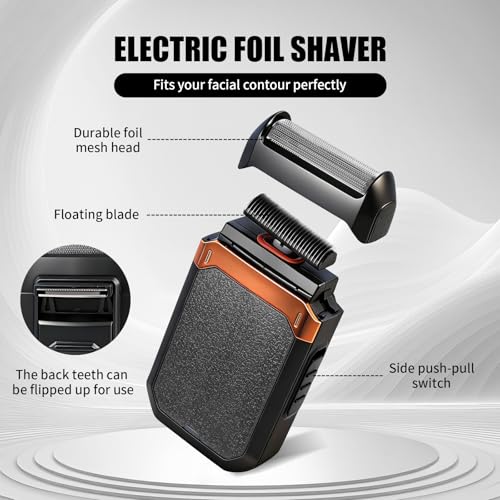 WMZR Professional Hair Clipper Set Gold - Men's Clipper, T-Shaped Sideburn Trimmer, Nose Hair Trimmer, Foil Shaver