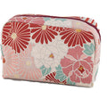 NOREN Retro Flower Red Makeup Bag Made in Japan, Cosmetic & Travel Pouch for Women & Girls