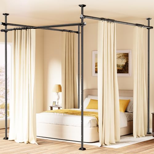 Bonpally No Drilling Room Divider Curtain Rod Black 28-171 Inch Adjustable